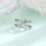 Fashion Double Four-pointed Star Ring - White Gold Copper And Diamond Double Four-pointed Star Ring