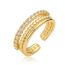 Fashion Gold Copper Set Zirconium Geometric Open Ring