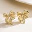 Fashion Silver Gold-plated Copper Hollow Bow Earrings