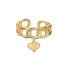 Fashion Gold Gold-plated Copper Heart Geometric Open Ring