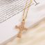 Fashion Blue Gold Plated Copper Inlaid Zirconium Oil Drop Cross Necklace