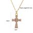 Fashion Blue Gold Plated Copper Inlaid Zirconium Oil Drop Cross Necklace