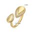 Fashion Gold Gold-plated Copper Pear-shaped Open Ring With Zirconium