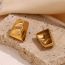 Fashion Water Ripple Trapezoid Geometric Stud Earrings-gold Stainless Steel Gold Plated Geometric Stud Earrings