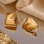 Fashion Water Ripple Trapezoid Geometric Stud Earrings-gold Stainless Steel Gold Plated Geometric Stud Earrings