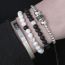 Fashion Silver Black And White Turquoise Beaded Bracelet Set
