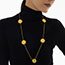 Fashion Gold Green Acrylic Sweater Chain Titanium Steel Geometric Round Hollow Necklace