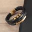 Fashion Black Stainless Steel Leather Cord Braided Men's Bracelet