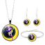 Fashion Silver 12 Alloy Printed Round Necklace Earrings Bracelet Set