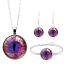 Fashion Silver 4 Alloy Printed Round Necklace Earrings Bracelet Set