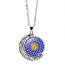 Fashion 1# Alloy Printed Double-sided Rotating Moon Necklace