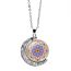 Fashion 8# Alloy Printed Double-sided Rotating Moon Necklace