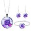Fashion Silver 2 Alloy Printed Round Necklace Earrings Bracelet Set