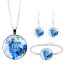 Fashion Silver 3 Alloy Printed Round Necklace Earrings Bracelet Set