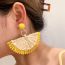 Fashion Yellow Raffia Braided Fan-shaped Earrings