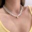 Fashion Bean Necklace Gold Plated Double Layer Irregular Pearl Beaded Love Necklace