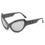 Fashion Black Frame Black And Gray Film C1 Cat Eye Large Frame Sunglasses