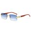 Fashion Gold Frame Gradient Blue C7 Pc Rimless Square Sunglasses