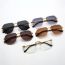 Fashion Gold Frame Black Gray C1 Pc Frameless Cut-edge Sunglasses