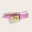 Fashion Mirrored Leather 1.8 Wide (knotted With Gold Buckle) Plum Red Belt Wide Belt With Metal Snap Buckle