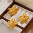Fashion Fine Polished Flower Earrings-gold Stainless Steel Flower Earrings