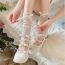 Fashion Off-white Beige Bow Hollow Lace Stockings