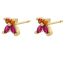 Fashion 1 Pair Of Golden Rose Red And Orange Diamond Butterflies Copper Diamond Geometric Stud Earrings