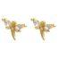 Fashion 1 Pair Of Golden White Diamonds Copper Diamond Dragonfly Geometric Stud Earrings