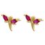 Fashion 1 Pair Of Golden White Diamonds Copper Diamond Dragonfly Geometric Stud Earrings