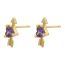 Fashion 1 Pair Of Golden Purple Diamonds Copper Diamond Love Earrings