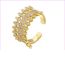 Fashion Silver 2 Gold-plated Copper Geometric Open Ring With Diamonds