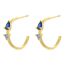 Fashion 1 Pair Of Platinum Yellow And Green Diamonds Copper Diamond C-shaped Earrings