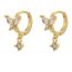 Fashion 1 Pair Of Platinum White Diamonds Copper Diamond Butterfly Earrings