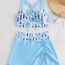Fashion Flowers Polyester Printed Lace-up Tankini Swimsuit