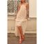 Fashion Pink Set Polyester Pleated Halterneck Tank Top Skirt Suit