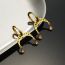 Fashion Gold Stainless Steel Hollow Moon Earrings