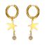 Fashion Gold Stainless Steel Diamond Pentagram Earrings