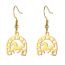 Fashion Gold Titanium Steel Cut Hollow Horseshoe Earrings