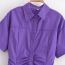 Fashion Purple Woven Lapel Smocked Skirt