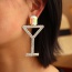 Fashion Gold Alloy Diamond Wine Glass Stud Earrings