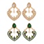 Fashion Green Alloy Diamond Geometric Pearl Pendant Earrings