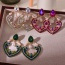 Fashion Green Alloy Diamond Geometric Pearl Pendant Earrings