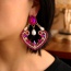 Fashion Rose Red Alloy Diamond Geometric Pearl Pendant Earrings
