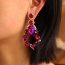 Fashion Rose Red Alloy Diamond Drop Earrings