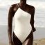 Fashion White Embroidered Asymmetric Swimsuit
