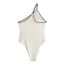 Fashion White Embroidered Asymmetric Swimsuit