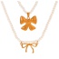 Fashion Golden 1 Titanium Steel Bow Pendant Pearl Necklace