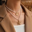 Fashion Golden 3 Titanium Steel Shell Pendant Pearl Necklace