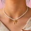 Fashion Silver Titanium Steel Bow Pendant Pearl Necklace