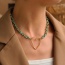 Fashion Navy Blue Titanium Steel Oil Drop Love Pendant Thick Chain Necklace